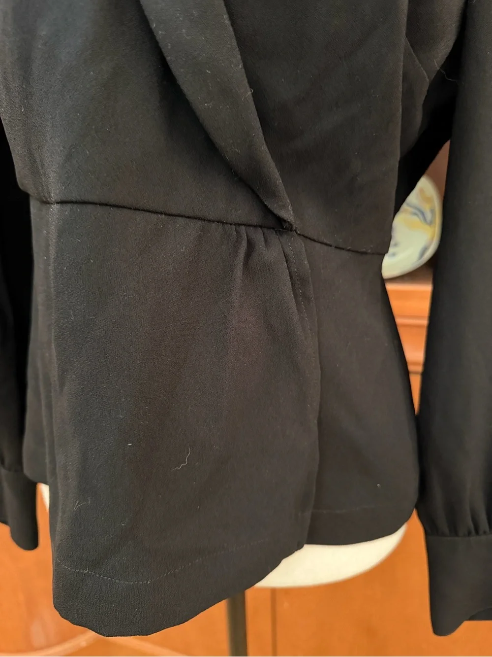 J Crew black drapey faux wrap top